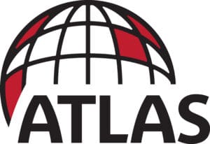 Partial logo featuring a globe with red and black segments above text.