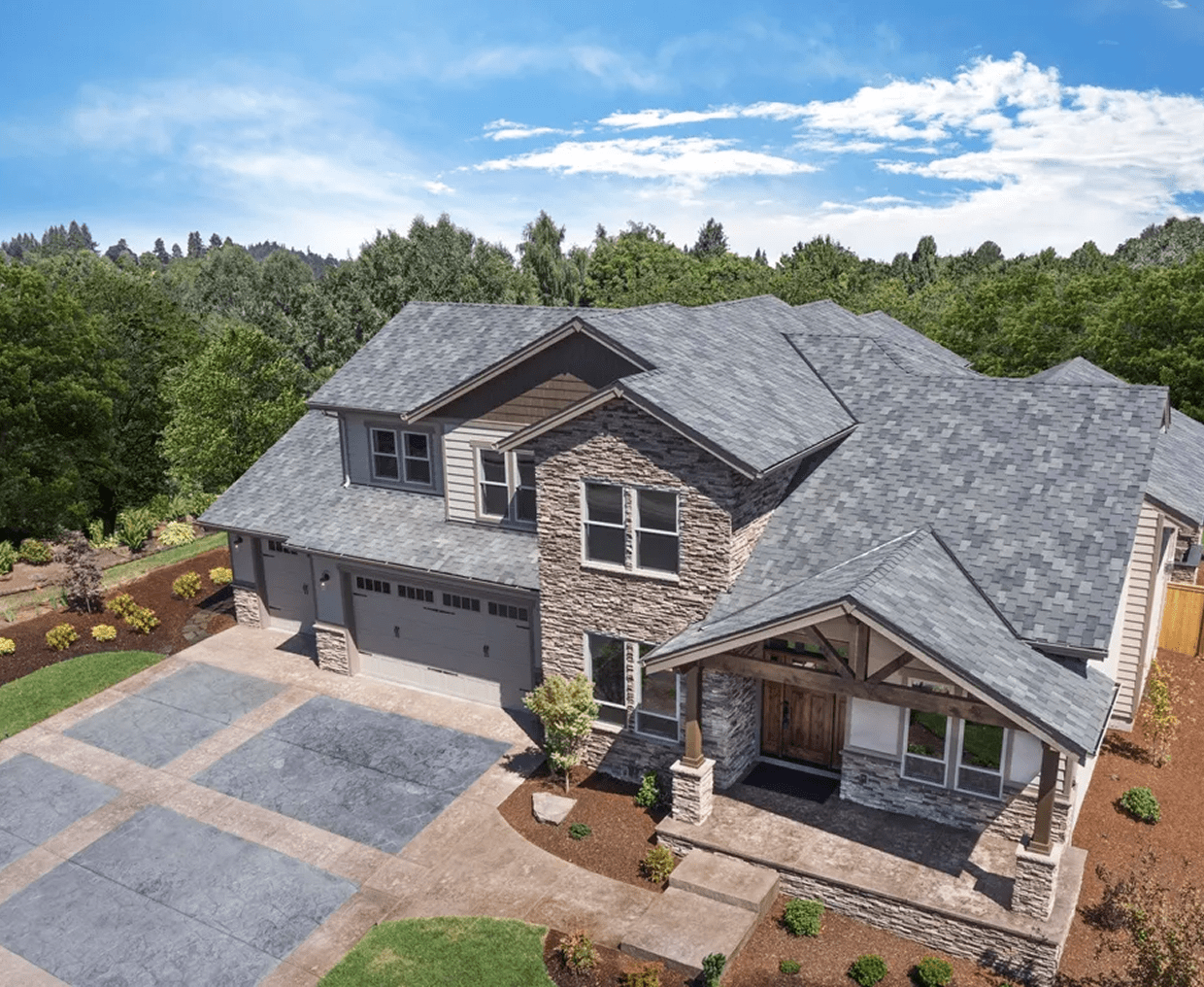 Top view of a home with a renovated roof.
